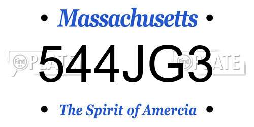 544JG3 Massachusetts License Plate