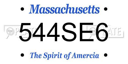 544SE6 Massachusetts License Plate