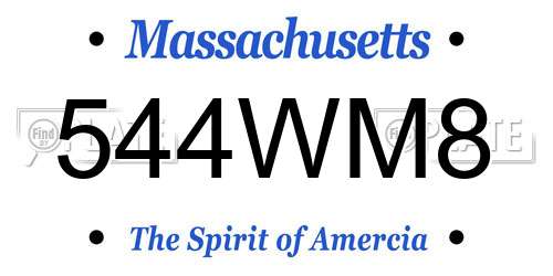544WM8 Massachusetts License Plate