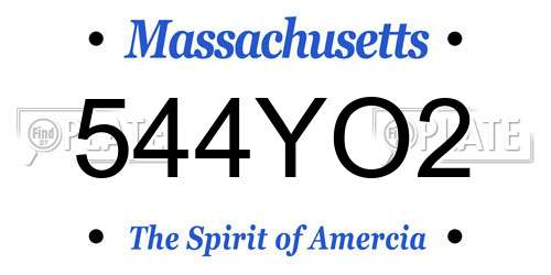544YO2 Massachusetts License Plate
