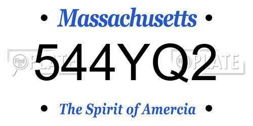 544YQ2 Massachusetts License Plate