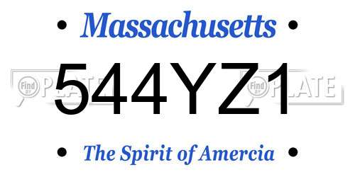 544YZ1 Massachusetts License Plate