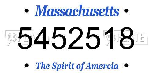 5452518 Massachusetts License Plate