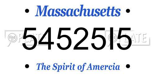 54525I5 Massachusetts License Plate