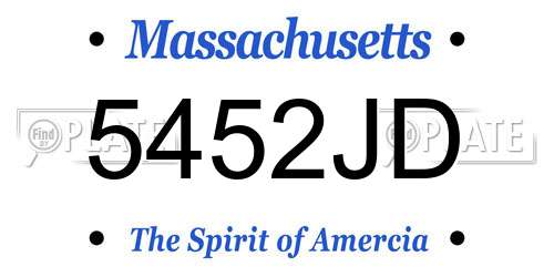 5452JD Massachusetts License Plate