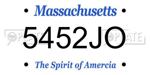 5452JO Massachusetts License Plate