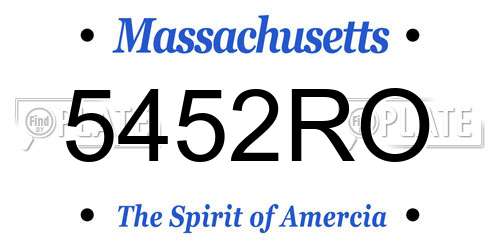 5452RO Massachusetts License Plate