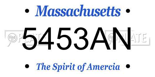 5453AN Massachusetts License Plate