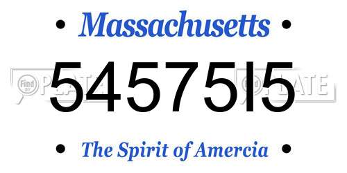 54575I5 Massachusetts License Plate