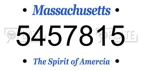 5457815 Massachusetts License Plate