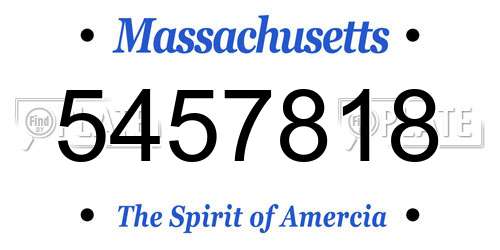 5457818 Massachusetts License Plate