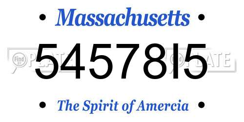 54578I5 Massachusetts License Plate