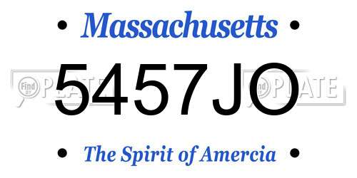 5457JO Massachusetts License Plate