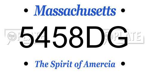 5458DG Massachusetts License Plate