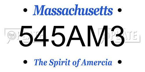 545AM3 Massachusetts License Plate