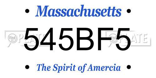545BF5 Massachusetts License Plate