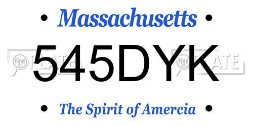 545DYK Massachusetts License Plate