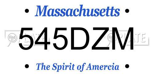 545DZM Massachusetts License Plate