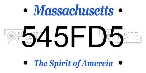 545FD5 Massachusetts License Plate
