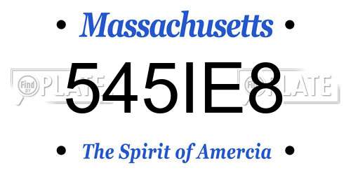 545IE8 Massachusetts License Plate