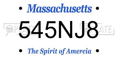 545NJ8 Massachusetts License Plate