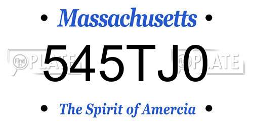 545TJ0 Massachusetts License Plate