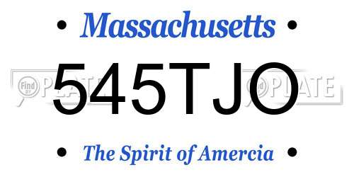 545TJO Massachusetts License Plate