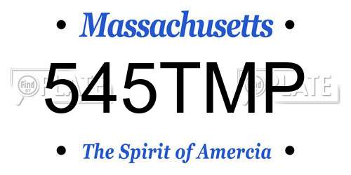 545TMP Massachusetts License Plate
