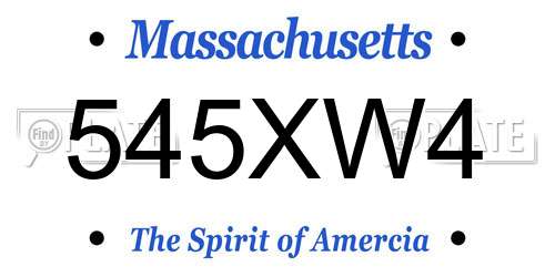 545XW4 Massachusetts License Plate