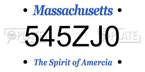 545ZJ0 Massachusetts License Plate