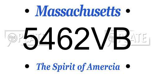 5462VB Massachusetts License Plate