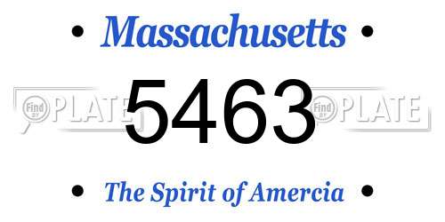 5463 Massachusetts License Plate