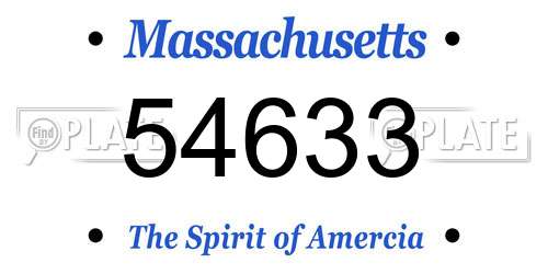 54633 Massachusetts License Plate