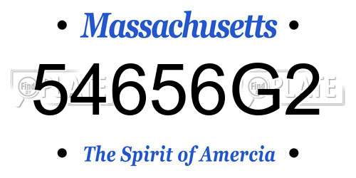 54656G2 Massachusetts License Plate