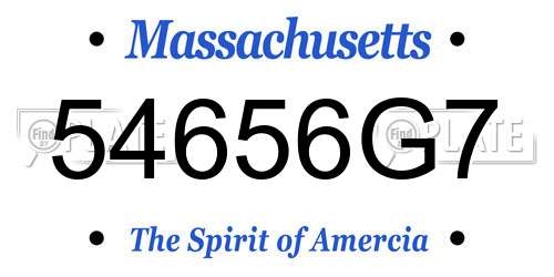 54656G7 Massachusetts License Plate