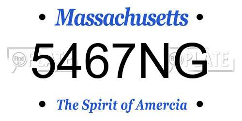5467NG Massachusetts License Plate