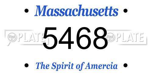 5468 Massachusetts License Plate