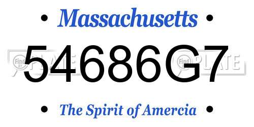 54686G7 Massachusetts License Plate