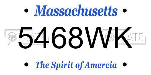 5468WK Massachusetts License Plate
