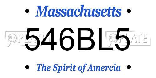 546BL5 Massachusetts License Plate