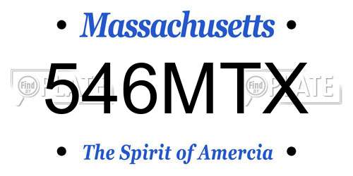 546MTX Massachusetts License Plate