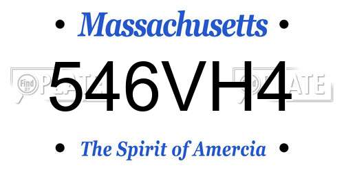 546VH4 Massachusetts License Plate