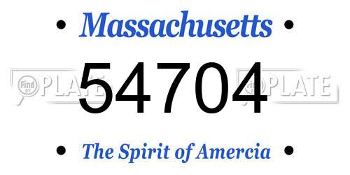 54704 Massachusetts License Plate