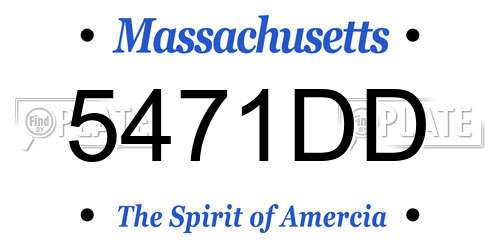 5471DD Massachusetts License Plate
