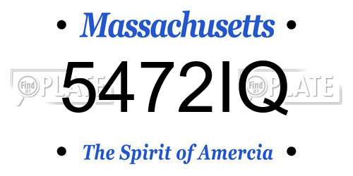 5472IQ Massachusetts License Plate
