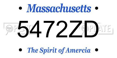 5472ZD Massachusetts License Plate