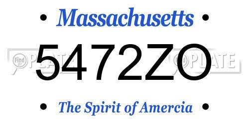5472ZO Massachusetts License Plate