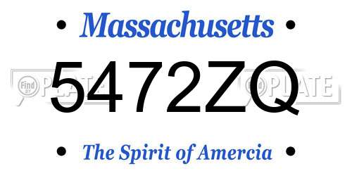 5472ZQ Massachusetts License Plate