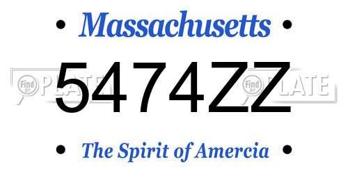 5474ZZ Massachusetts License Plate
