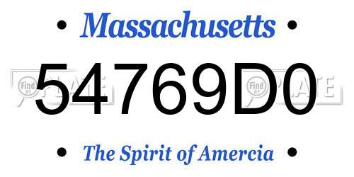 54769D0 Massachusetts License Plate